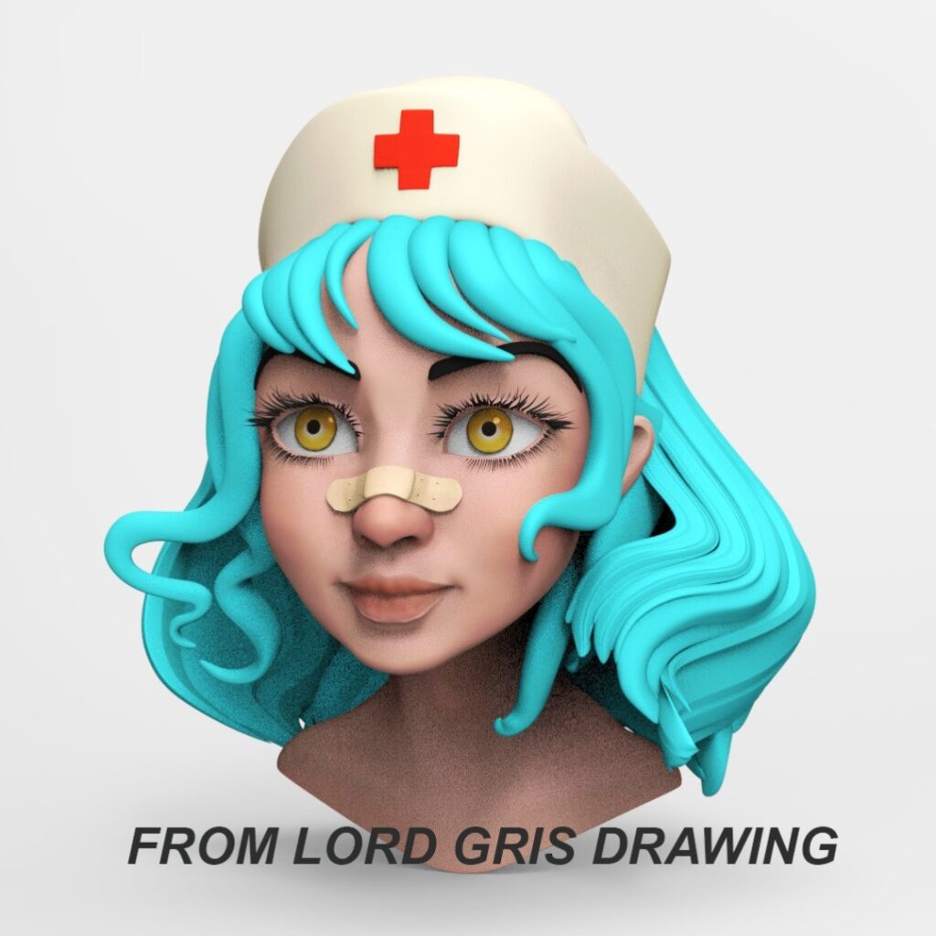 Stylized from Lord Gris draw #3d #3darcwest #3dprinting #3dprint #3dprinted #3dmodeling #3dmodel #fourqueux #characterdesign #caracterdesign #character #characterart #modelingcartoon #nurse #infirmière #saintgermainenlaye #stylized #insta #instagram #france…