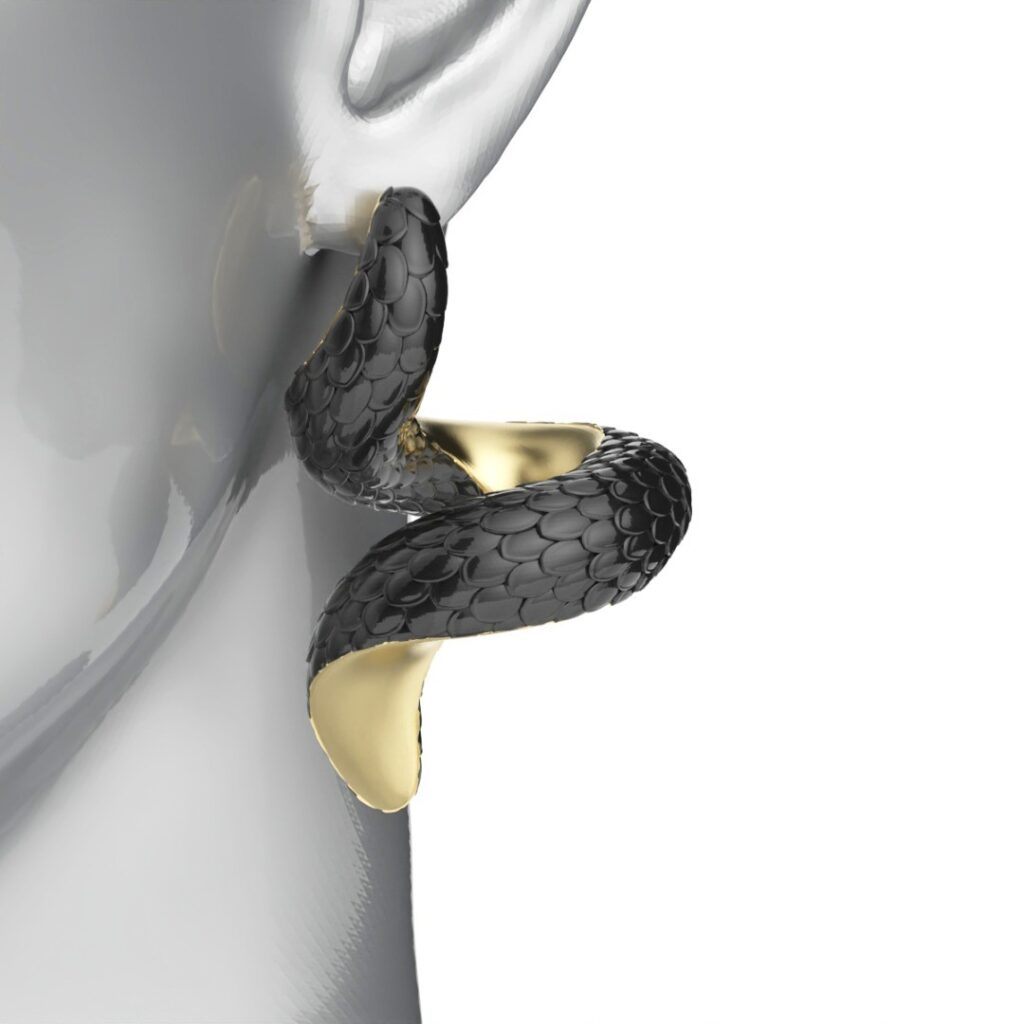 Snake earing or #3d #3darcwest #3dprinting #3dprints #3dprinted #3dprint #3dprinter #bijouxcreateur #parisfrance #achatbijoux #instapic #instaimage #bijoux #picoftheday #bijouxfemmes #bijouxlovers #bijouxfemme #mode #iledefrance #yvelines #earrings #earring…