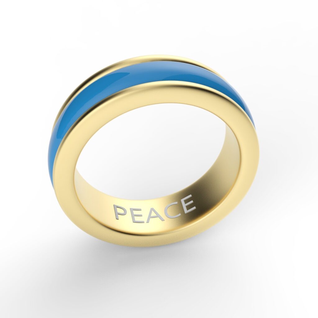 Ring support for Ukrainian people #3d #3darcwest #3dprinted #3dprinter #3dprinting #3dmodel #3dmodeling #3dmodelling #3dmodels #peace #artist #artwork #art #digitalart #yellowblue #diamant #bijoux #decointerieur #bague #bagues…