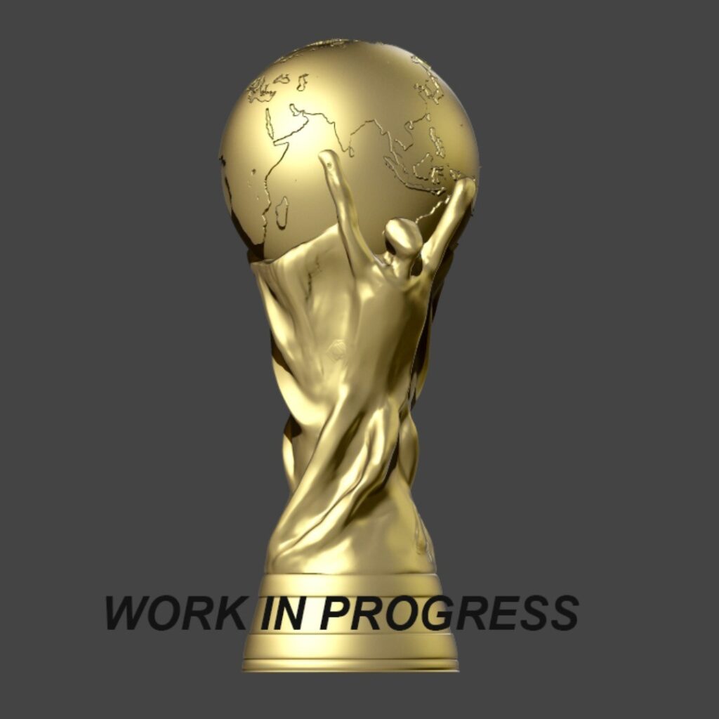 WIP World Cup #3d #3darcwest #3dprinting #3dprinted #3dprint #3dmodeling #instagood #instagram #digitalart #yvelines #iledefrance #trophy #saintgermainenlaye #coupe #football #paris #art3d #fourqueux #maxonzbrush #modelisation #digitalart #coupedumonde2022…