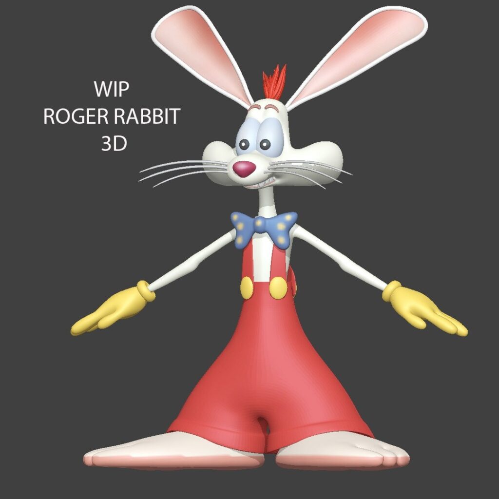 WIP ROGER RABBIT 3D #3d #3darcwest #3dprinting #3dprinted #3dprint #3dmodeling #animation #instagram #digitalart #yvelines #iledefrance #cartoonfilms #artistoninstagram #cartoonfilm #paris #charactermodeling #rogerrabbit #zbrushsculpt #modelisation #artistsoninstagram #decoration…