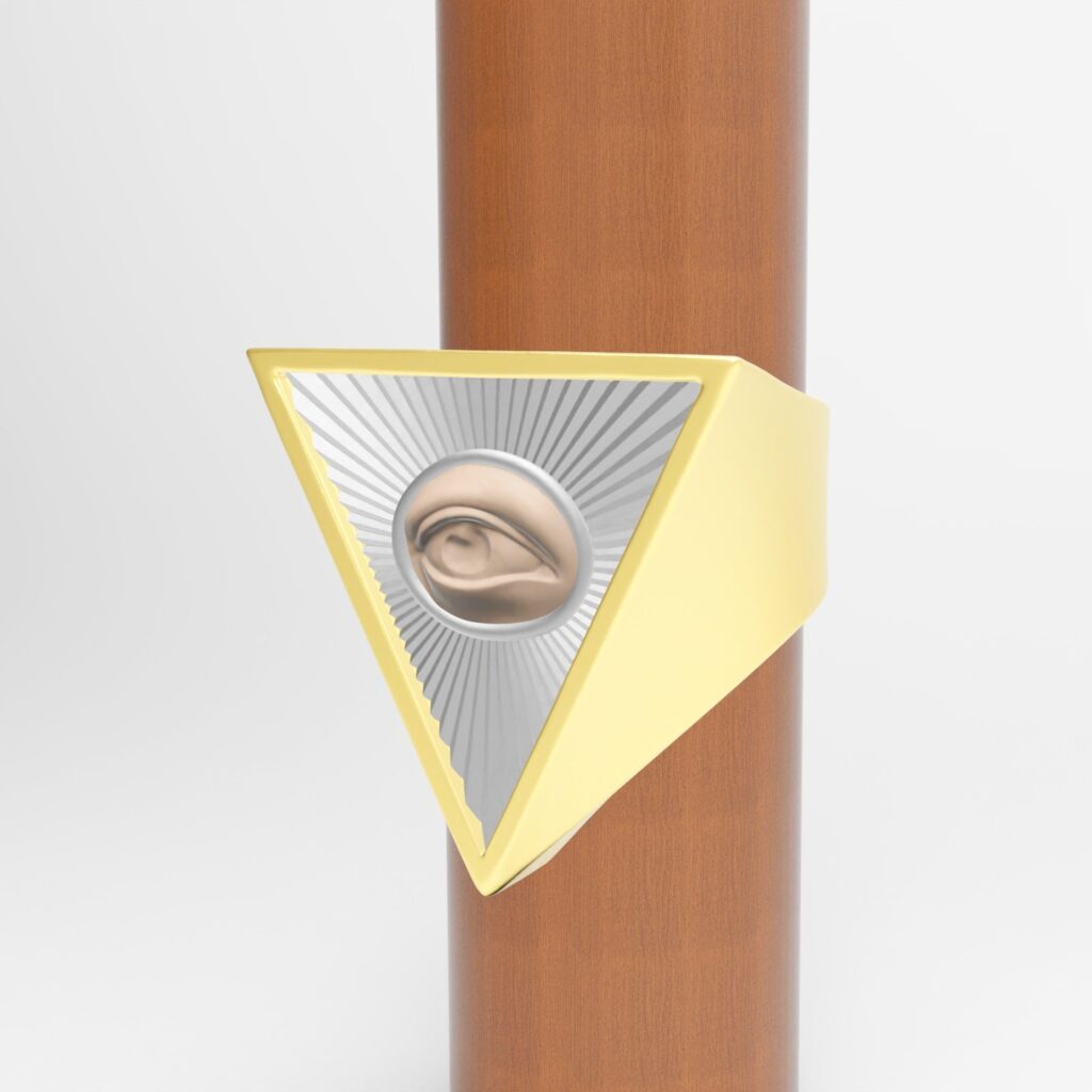 Ring / Åil de la Providence, #3darcwest #3dprinting #3dprinted #3dprint #ring #loeildelaprovidence #instagram #francmaÃ§onnerie #yvelines #iledefrance #ringdesign #jewellery #francmaconnerie #paris #rings #lesmillsrpm #regard #opencommissions #eye…