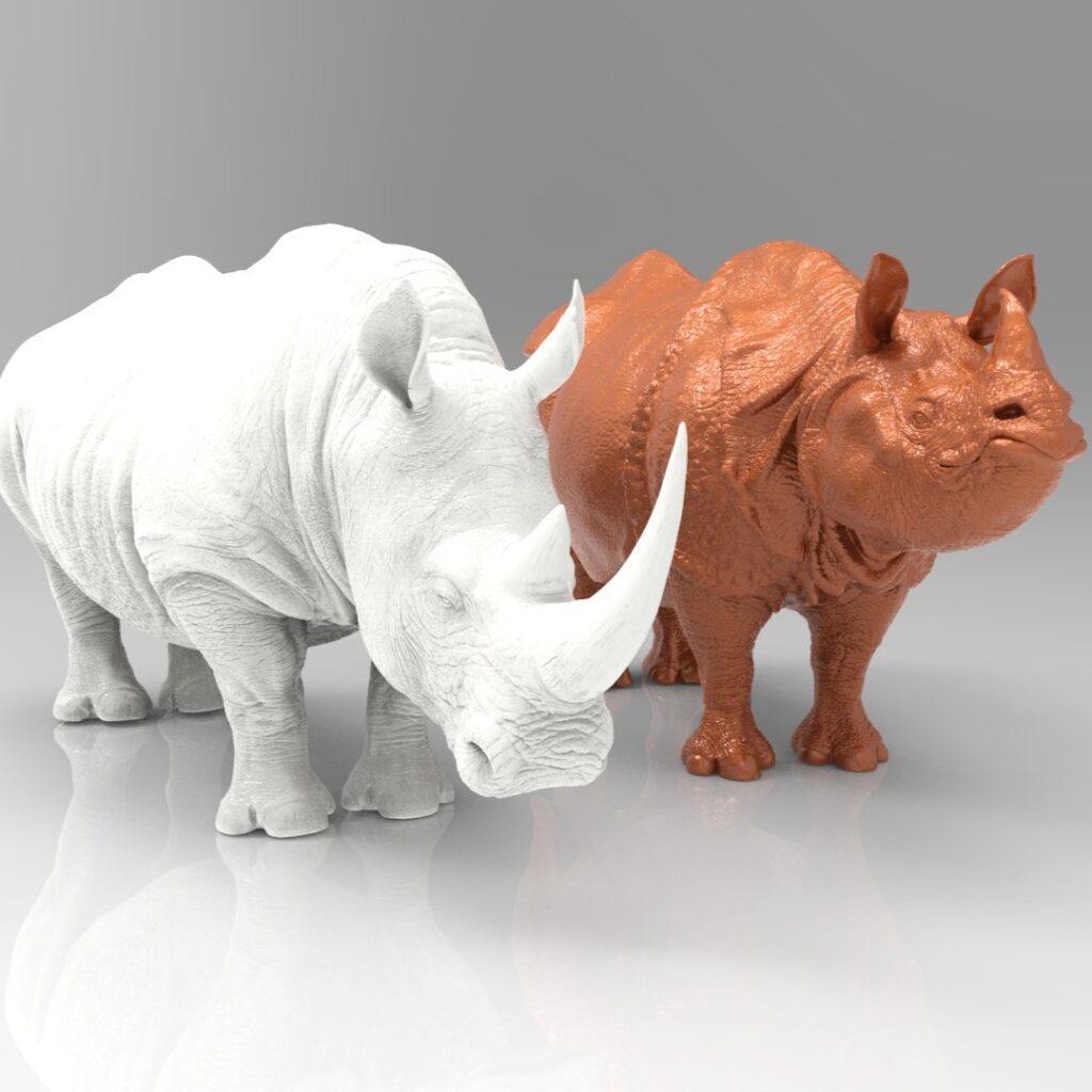 RhinocÃ©ros Africain et Indien Voici une petite dose d'art de la nature. Quelle version prÃ©fÃ©rez vous ? Le blanc Ã©clatant ou la chaleur du bronze…
