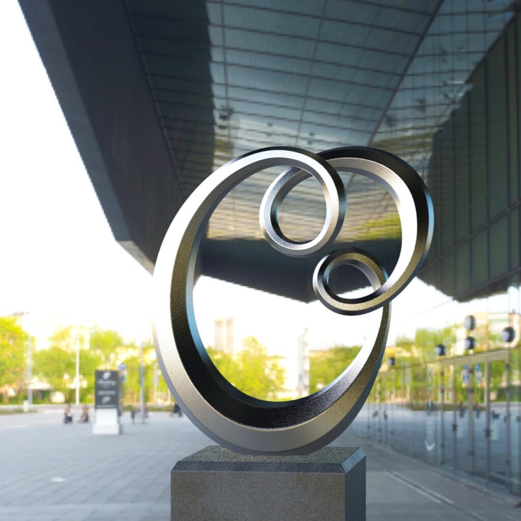 sculpture abstraite ronde deux boucles. #sculptures #digitalartwork #artiste